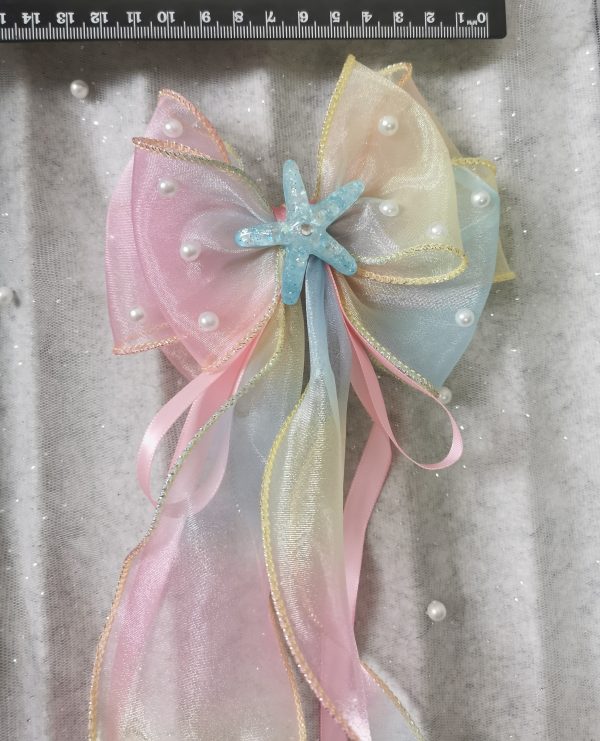 Gradient triple Organza Hair Bow hair clip - under the sea collection - Image 6