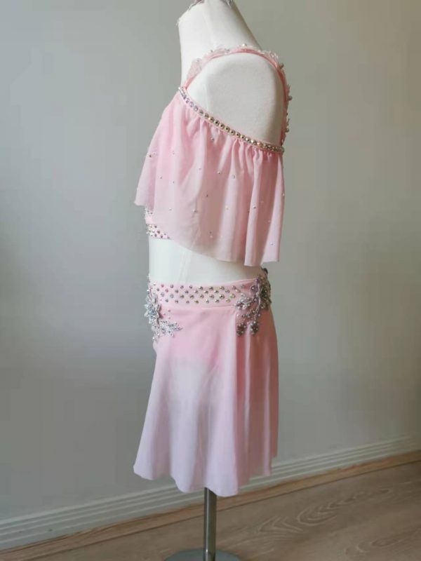 Custom made Morden Lyrical dance costume - baby pink colour with a matching hair piece - Image 4