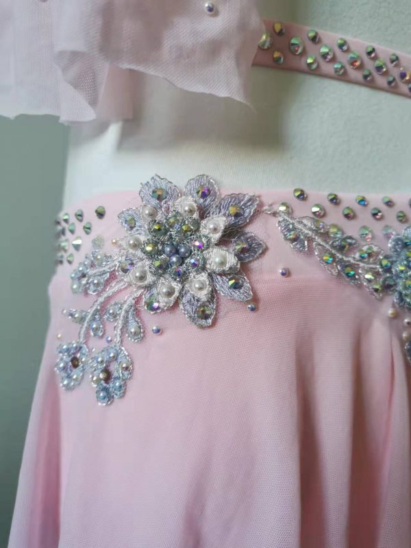 Custom made Morden Lyrical dance costume - baby pink colour with a matching hair piece - Image 5