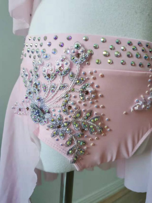 Custom made Morden Lyrical dance costume - baby pink colour with a matching hair piece - Image 7