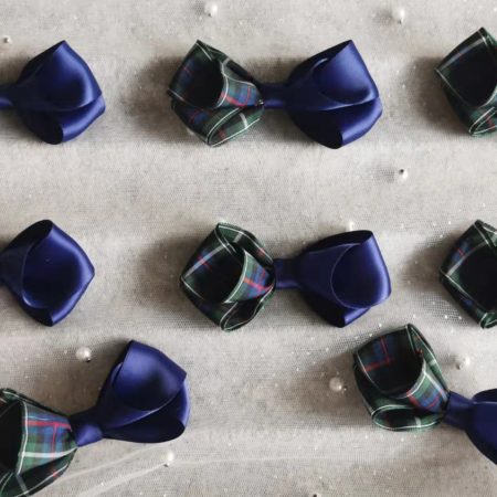 School bow hairclip. 5cm x 10cm