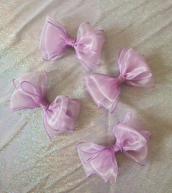 Purple Organza triple bows hair clip - Image 2