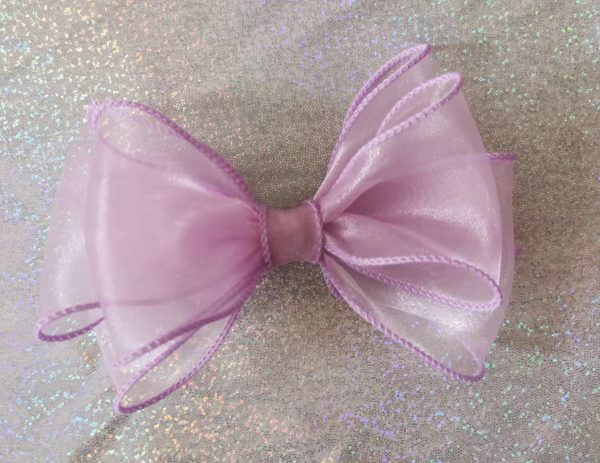 Purple Organza triple bows hair clip - Image 5