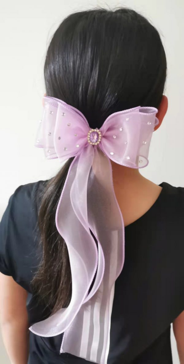 Purple Organza triple bows hair clip - Image 4