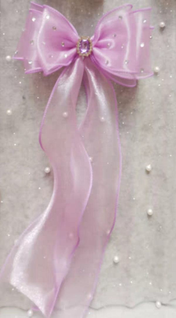 Purple Organza triple bows hair clip - Image 3