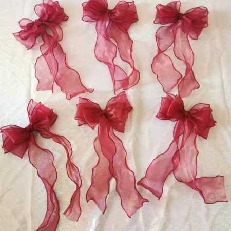 Burgundy triple Organza bows hair clip