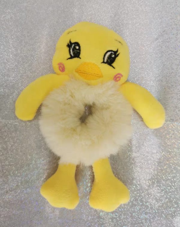 Handmade Furry Faux Cute Plush Bear/bunny/chick/cow Hair scrunchies - Image 9