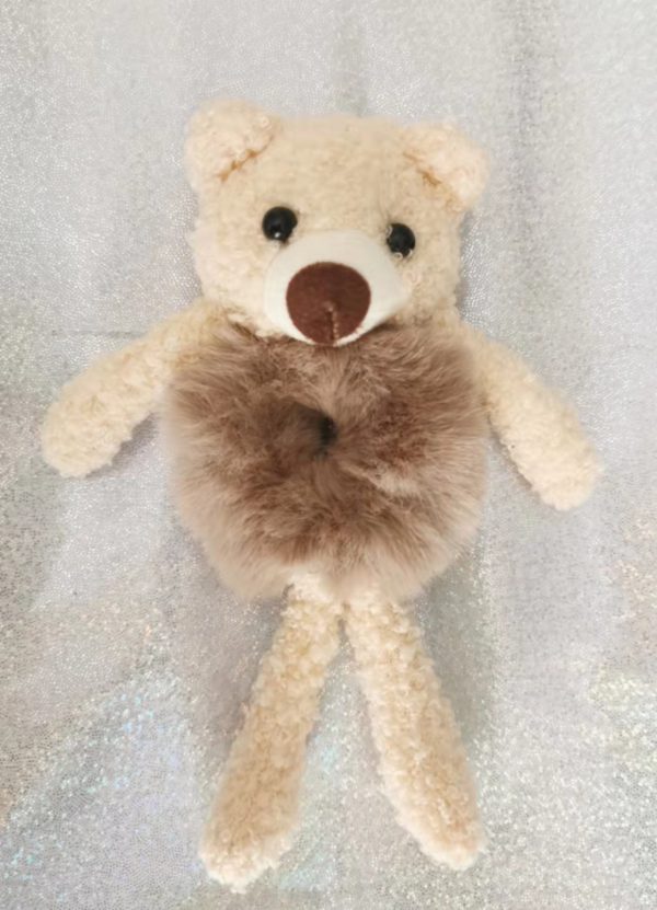 Handmade Furry Faux Cute Plush Bear/bunny/chick/cow Hair scrunchies - Image 15
