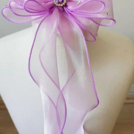 Purple Organza triple bows hair clip