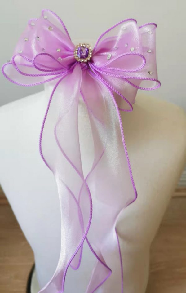 Purple Organza triple bows hair clip