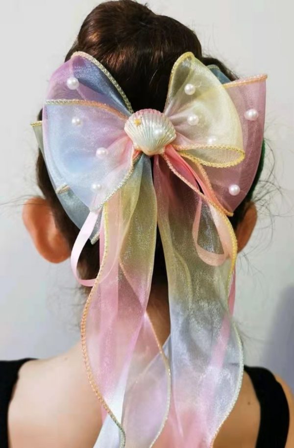 Gradient triple Organza Hair Bow hair clip - under the sea collection - Image 9
