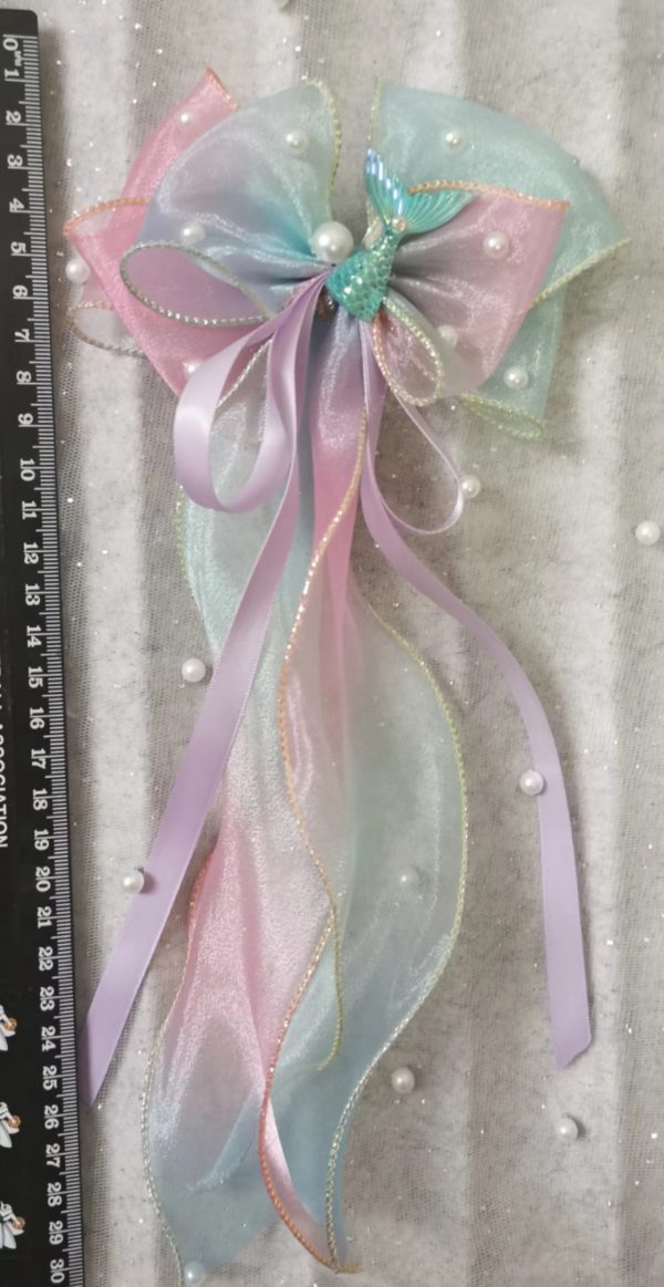 Gradient triple Organza Hair Bow hair clip - under the sea collection - Image 7