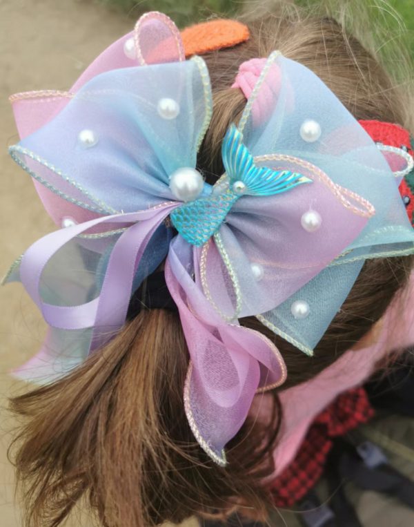 Gradient triple Organza Hair Bow hair clip - under the sea collection - Image 10