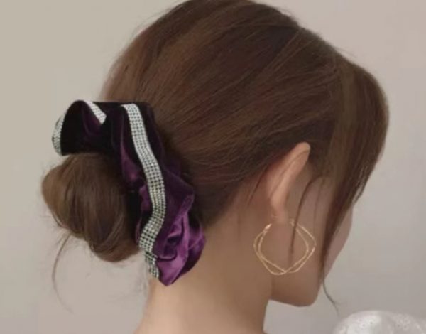 Handmade Rhinestones Velvet scrunchies - Image 5
