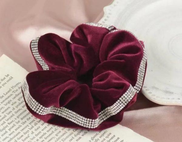 Handmade Rhinestones Velvet scrunchies