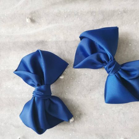 School bow collection hair clip/elastic - Navy blue/Royal blue