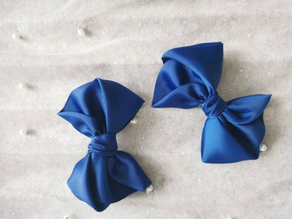 School bow collection hair clip/elastic - Navy blue/Royal blue