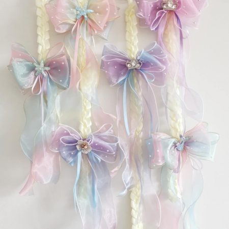 Gradient triple Organza Hair Bow hair clip - under the sea collection