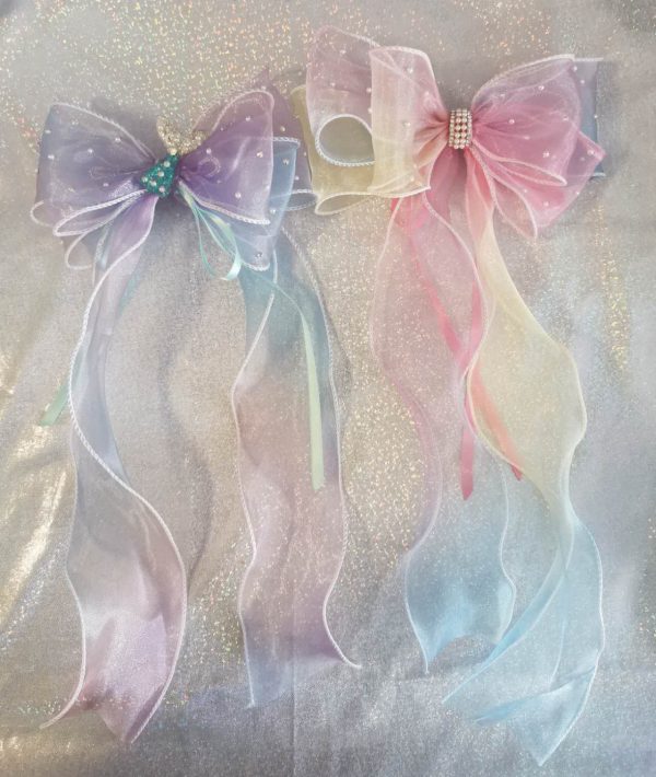 Gradient triple Organza Hair Bow hair clip - under the sea collection - Image 18