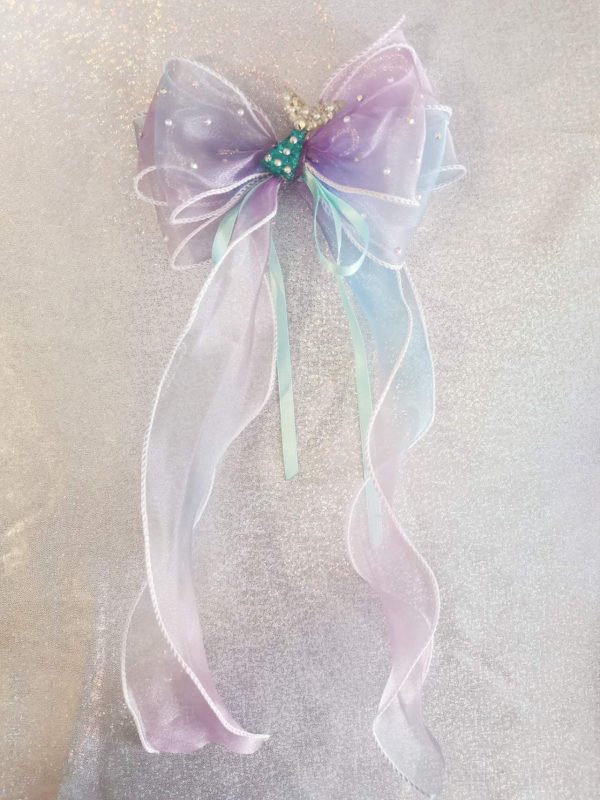 Gradient triple Organza Hair Bow hair clip - under the sea collection - Image 19
