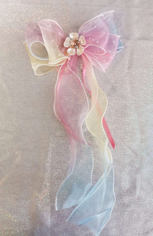 Gradient triple Organza Hair Bow hair clip - under the sea collection - Image 21