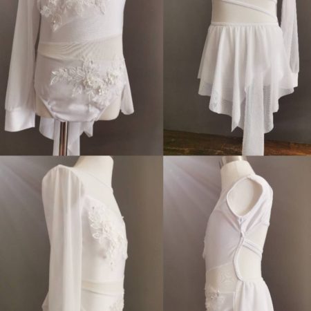 Custom design Pearl white Lyrical dance costume base, Children size 10
