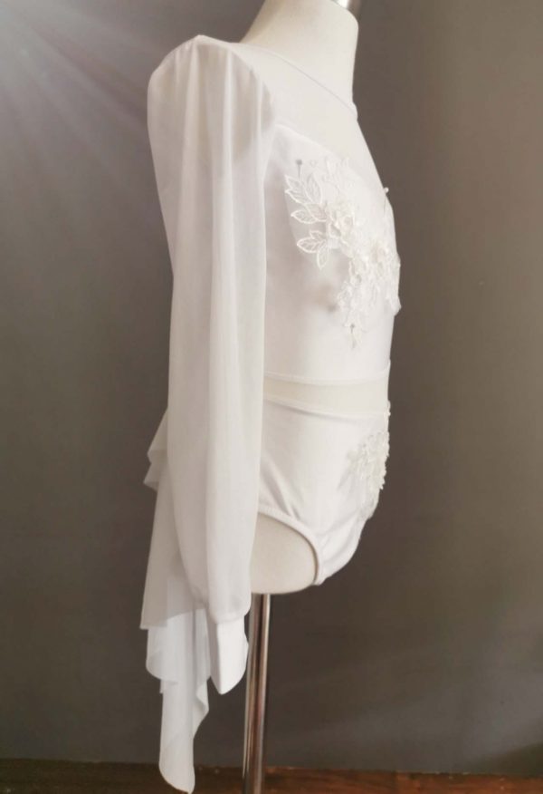 Custom design Pearl white Lyrical dance costume base, Children size 10 - Image 5