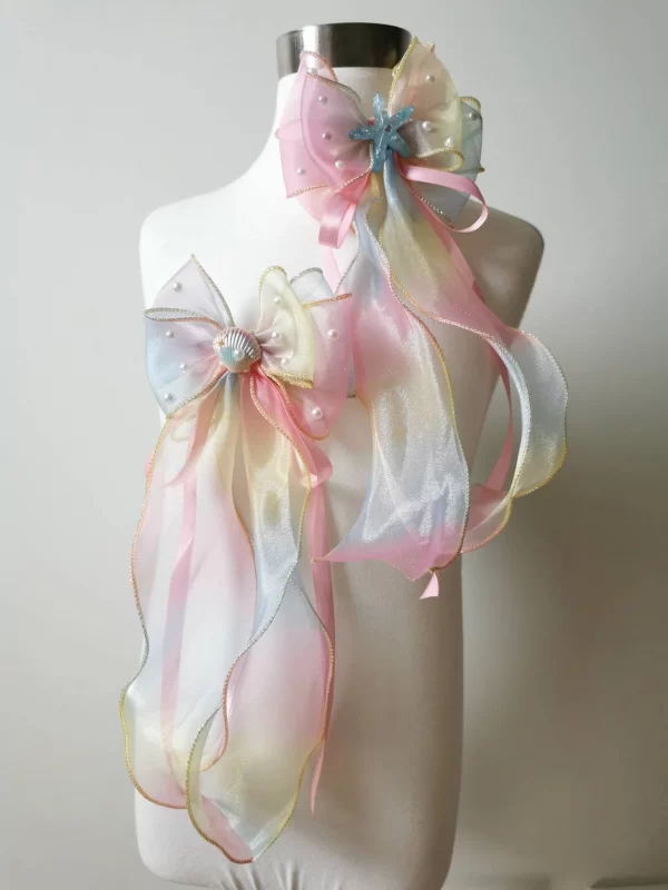Gradient triple Organza Hair Bow hair clip - under the sea collection - Image 2
