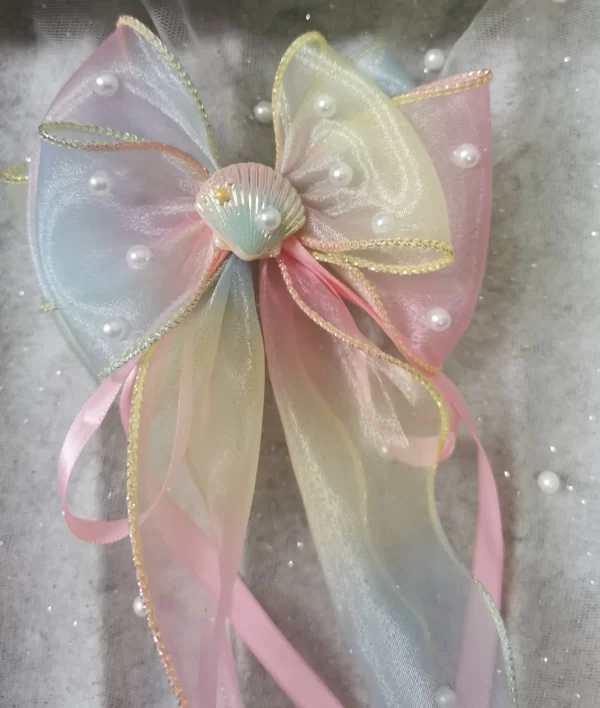 Gradient triple Organza Hair Bow hair clip - under the sea collection - Image 4