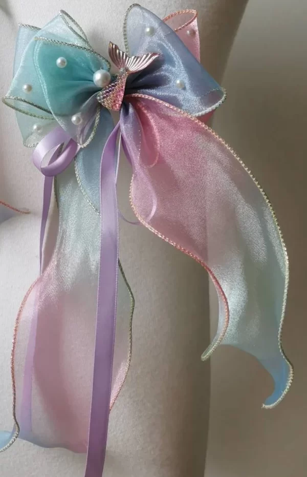 Gradient triple Organza Hair Bow hair clip - under the sea collection - Image 3