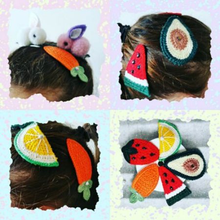 Handmade Fruit n Veg 5 Pieces Set Soft Hair BB Clips