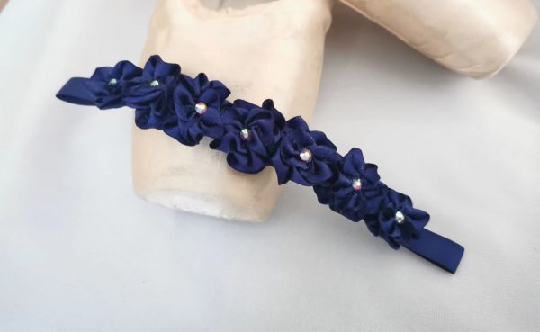 Navy flowers blooming ballet bun pin - Image 3
