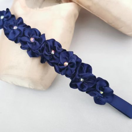 Navy flowers blooming ballet bun pin