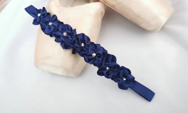 Navy flowers blooming ballet bun pin