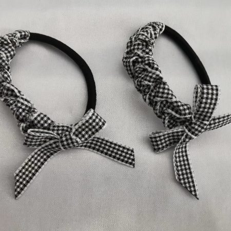 Hand braided plaited Hair bow elastics  (Pair)