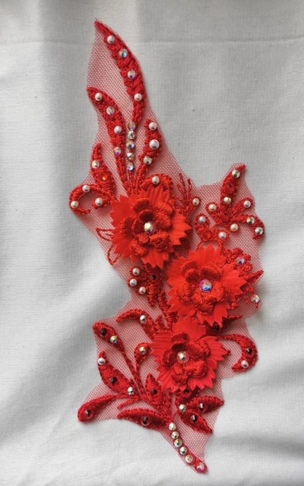 Red lace hair piece - clip
