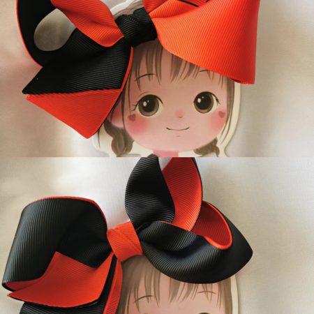 Two tone inside - out hair bow clip/elastic - Black/Red