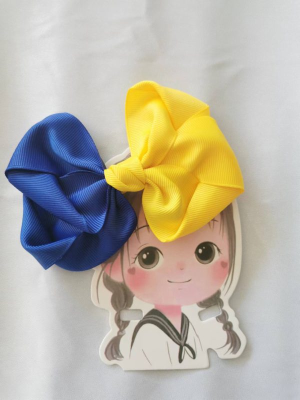 Twist Ribbon Hair bow clip - Contrasting Colours - Image 3