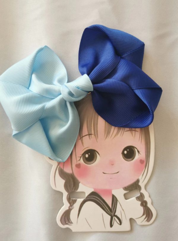 Twist Ribbon Hair bow clip - Contrasting Colours - Image 4