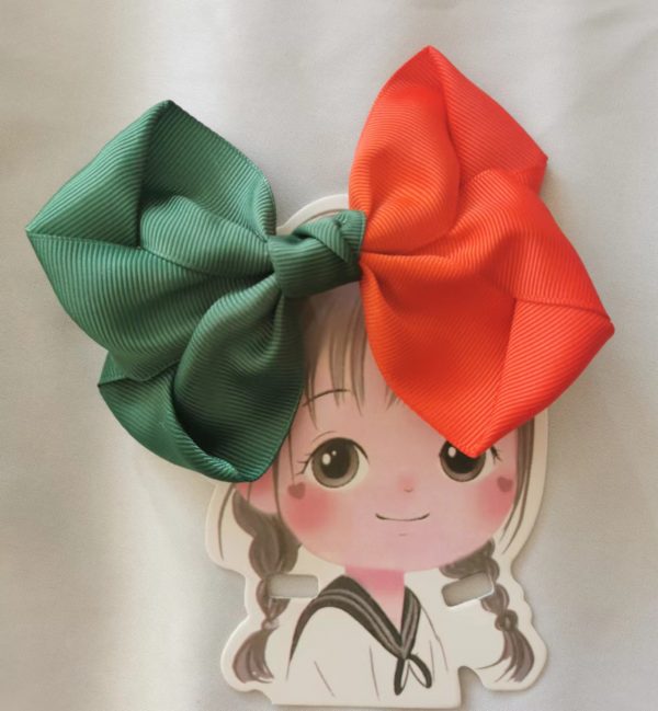 Twist Ribbon Hair bow clip - Contrasting Colours - Image 6