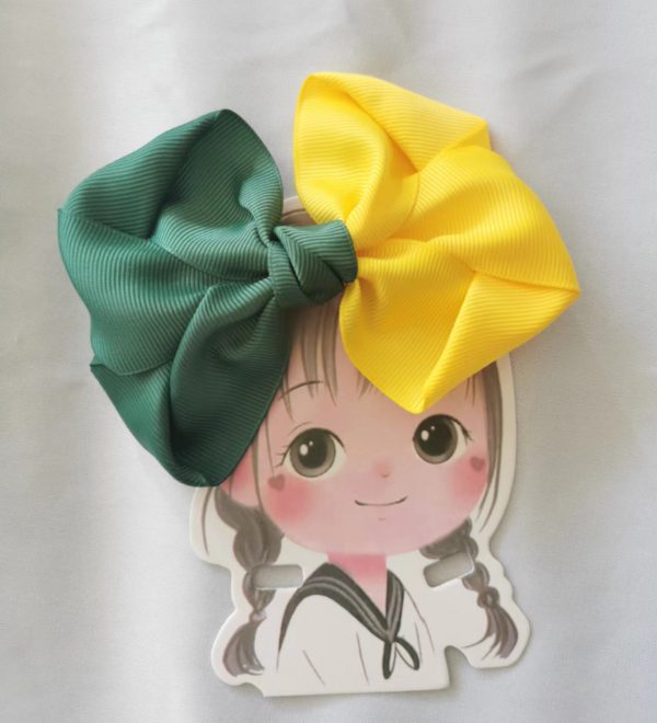 Twist Ribbon Hair bow clip - Contrasting Colours - Image 7