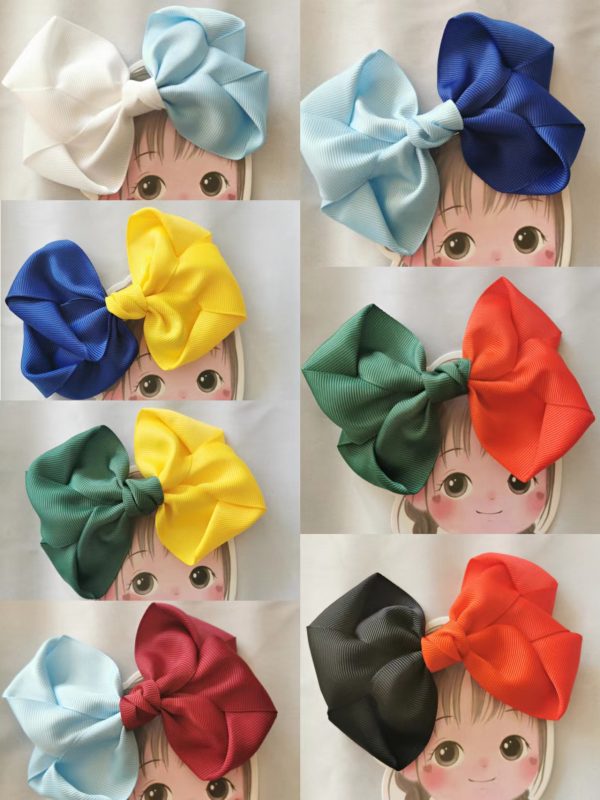Twist Ribbon Hair bow clip - Contrasting Colours