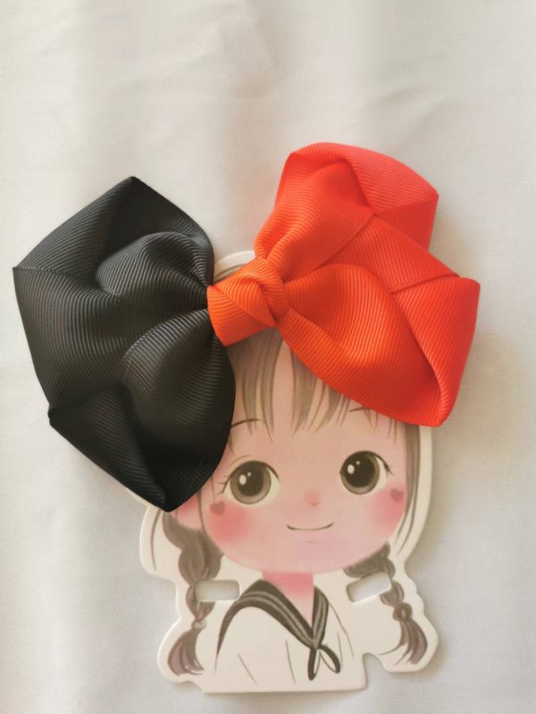 Twist Ribbon Hair bow clip - Contrasting Colours - Image 9