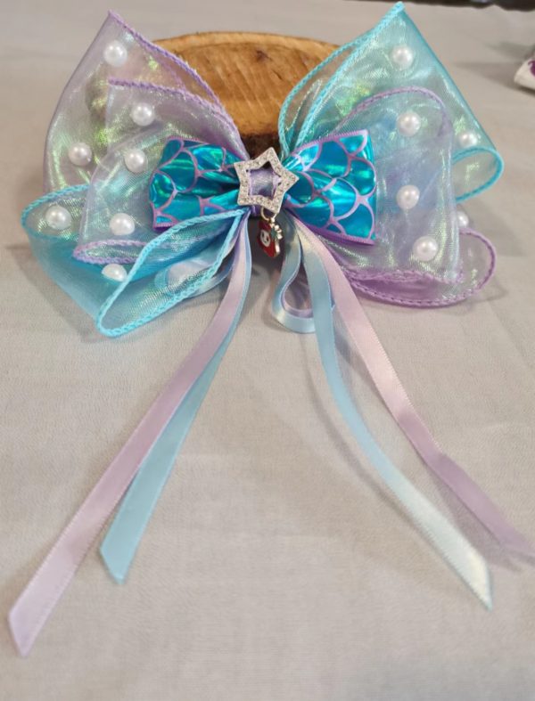 Under the sea - Mermaid pearl Organza Bows - Princess Ariel - Image 3