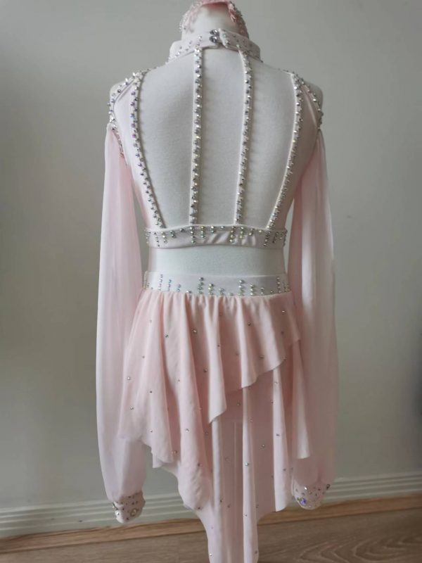 High finished custom made Lyrical  dance costume - Pale pink colour, Children size 8 - Image 6