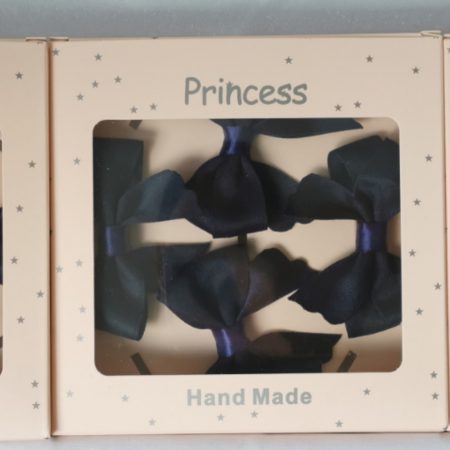 Hair bow clips and elastics  gift pack - 4 pieces in Navy colour