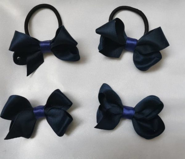 Hair bow clips and elastics  gift pack - 4 pieces in Navy colour - Image 6