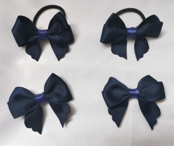 Hair bow clips and elastics  gift pack - 4 pieces in Navy colour - Image 8