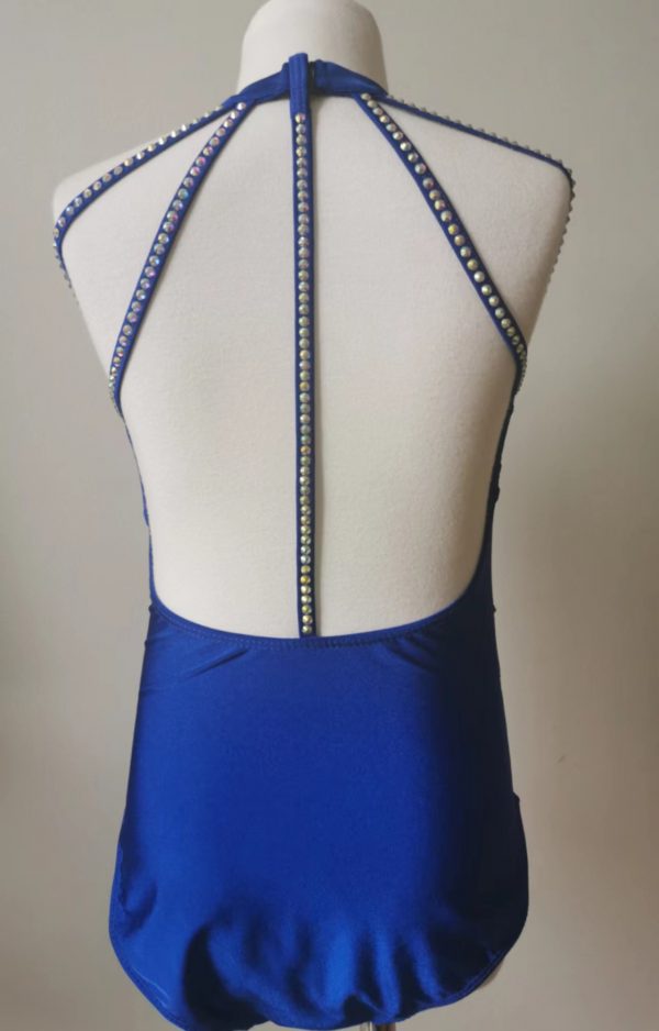 High finished custom made Contemporary/Jazz  dance costume - Royal blue colour, Children size 10 - Image 5