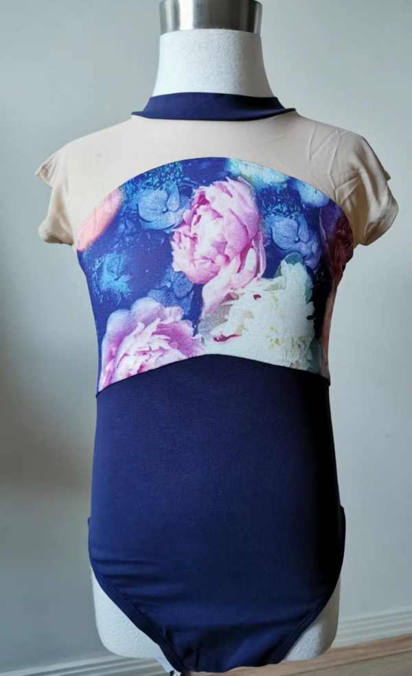 Hand made flower print Ballet leotard dance wear   - Children size 10